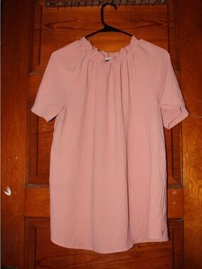 Blush Pink Short Sleeve Peasant Dress